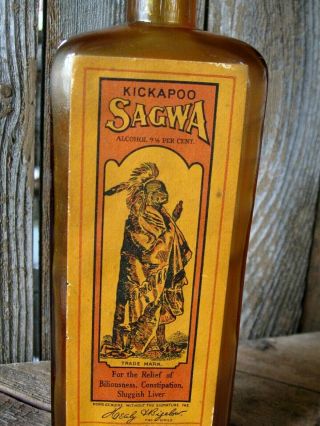Kickapoo Indian Medicine Co Sagwa Snake Oil Bottle Haely Bigelow Quack Medicine 2