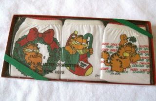 Vintage Garfield The Cat Christmas Underwear Gift Set Size 6 Girls