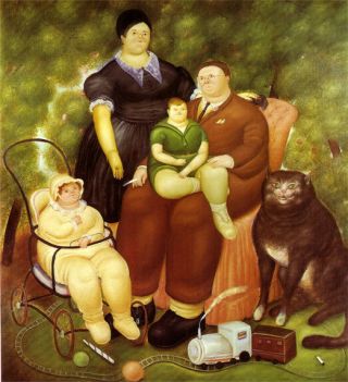 Fernando Botero - “the Family " Hd Print On Art Fabric Wall Decor 409
