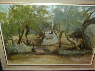Vintage 1965 Mid Century Modern Abstract Oil Painting Signed CARLO LANDSCAPE CA. 2