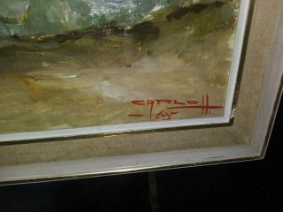 Vintage 1965 Mid Century Modern Abstract Oil Painting Signed CARLO LANDSCAPE CA. 3