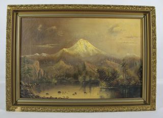 Orig 19th C Adelle Pomeroy Pa Artist Oil On Canvas Painting Snow Mountain Nr Yqz