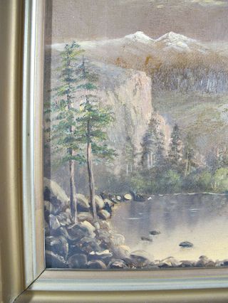 ORIG 19th C Adelle Pomeroy PA Artist Oil on Canvas Painting Snow Mountain NR yqz 8