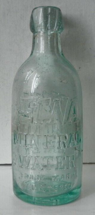 Antique Aetna Mineral Water Bottle Napa,  Cal.  Blob Top Bottle