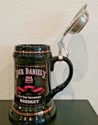 JACK DANIELS OLD NO.  7 Lidded Stoneware Stein with shot glass 3