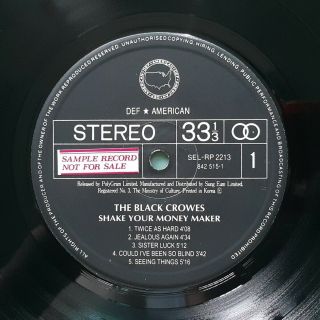 The Black Crowes - Shake Your Money Maker ' 91 korea vinyl lp Sample LP EX,  toNM - 5
