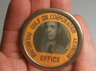 Vintage Rare Gulf Oil Corporation Philadelphia Refinery " Office Employee " Badge