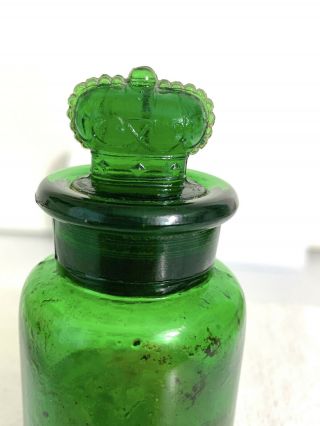 ANTIQUE EMERALD GREEN BOTTLE - THE CROWN PERFUMERY COMPANY,  LONDON 5