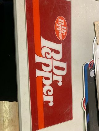 Large Plastic 25 1/2 By 9 1/2 Dr Pepper Sign 1970’s 1980’s Vintage