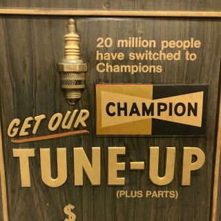 1960’s Vintage Champion Spark Plug Old Standard Gas Station Plastic Sign 15x21