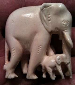 Antique; Early 1900s Hand Carved Elephant Group