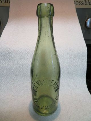 Light Green Beer Bottle C C Vanneman Salem Nj Rare Color