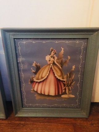 2 Vintage Victorian Southern Belles by Turner in Blue Frames 2
