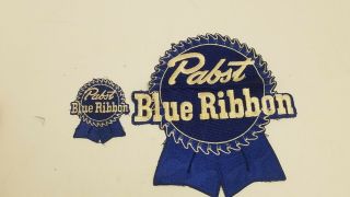 2 Vintage Pabst Blue Ribbon Beer Jacket Back Sew - On Patch 8 1/2 " Wide X 8 1/2 "