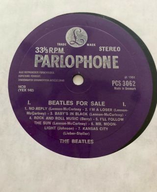 The Beatles 1964 1st Pressing Denmark - Beatles Purple Label