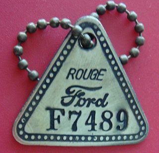 Vintage Ford Motor Tool Check Brass Tag: " F " Engine Factory