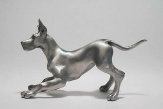 Pewter Great Dane Sculpture Figurine " Playful Puppy " By V Perry Gardiner