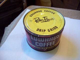 " Edwards " Vintage Coffee Can 1 Lb Tin Old Safeway Brand