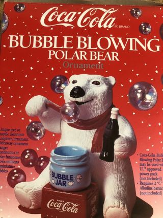 Vintage Coca Cola Bubble Blowing Polar Bear Ornament 5