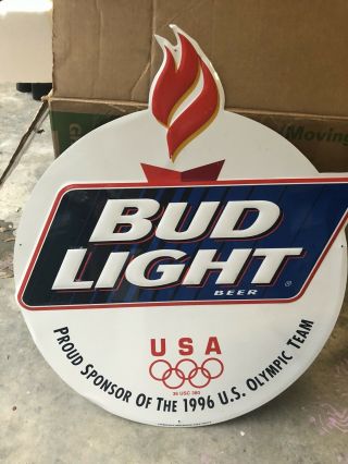 Vintage 1996 Bud Light Summer Olympics Metal Sign