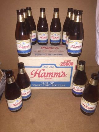 12 Pack Hamm’s Beer Glass Bottle N Case Advertising Sign Olympia Brewing St Paul