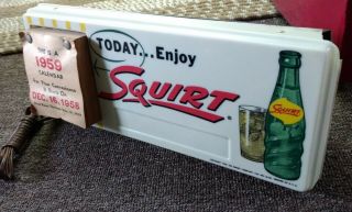 Very Rare 1950s Squirt Soda Lighted Sign & Calendar.  L@@k