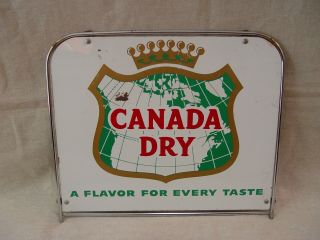 Canada Dry Soda Drink 2 - Sided Metal Rack Sign With Chrome Frame