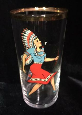 Vntg Reverse Nude Pin Up Girl Drinking Glass Peek A Boo Risque American Indian
