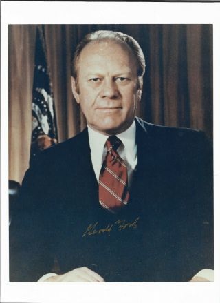 8 " X10 " Hand Signed Color Photo Of President Gerald Ford (1913 - 2006) With