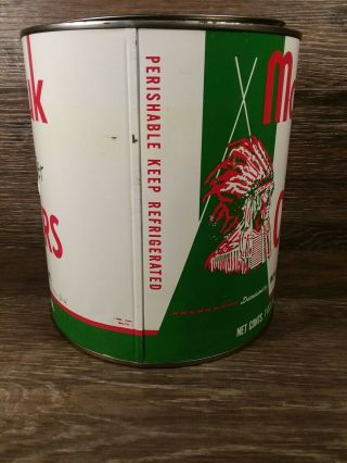 Vintage MONTAUK Salt Water OYSTER TIN Old INDIAN HEAD ADVERTISING 1 Gallon CAN. 7