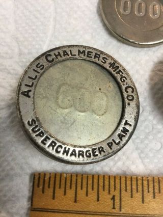 3 Vintage Allis Chalmers Farm Tractors Employee Badges made by Whitehead & Hoag 3