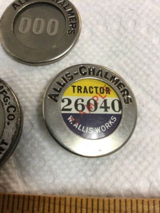 3 Vintage Allis Chalmers Farm Tractors Employee Badges made by Whitehead & Hoag 5