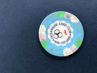 Casino Chips 5 Old Oceanside Card Club $1