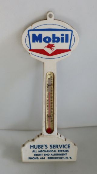 1950s Mobil Pegasus Gas Station Pole Sign Thermometer