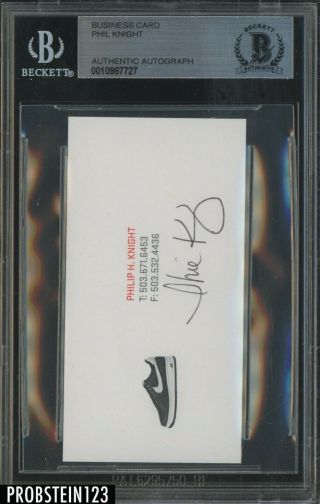 Phil Knight Nike Ceo Signed Business Card Auto Autograph Bgs Bas Authentic
