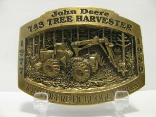 John Deere Dubuque 743 Tree Harvester 1997 Brass Belt Buckle Ltd Ed 1/2500