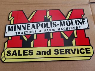 Minneapolis Moline Thick Metal Sign Made In Usa Farm Tractor Gas Oil Barn Oliver