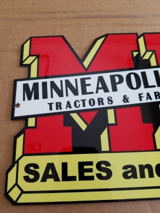 Minneapolis Moline Thick Metal Sign Made in USA Farm Tractor Gas Oil Barn Oliver 2