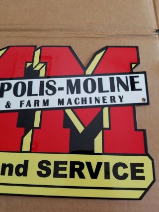 Minneapolis Moline Thick Metal Sign Made in USA Farm Tractor Gas Oil Barn Oliver 3