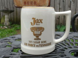 JAX Beer - 1971 Ceramic ' Air Force vs Tenn.  ' Sugar Bowl Gold Leaf Mug - Pristine 2