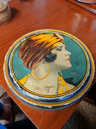 Rare Antique Vintage Canco Beautebox Pola Negri Tin,  Henry Clive