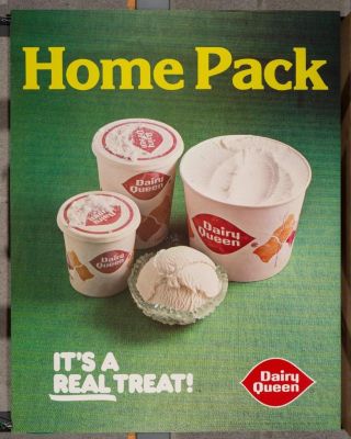 Vintage Dairy Queen Promotional Poster Ice Cream Home Pack Dq2