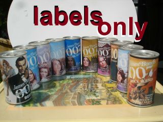 10 James Bond Beer Can Labels - Hq Enamel Paper - Make Your Own Set