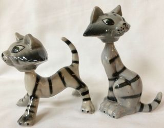 2 Vintage Pottery Tiger Cats Bobble or Swivel Head Ceramic Figurines Japan 4