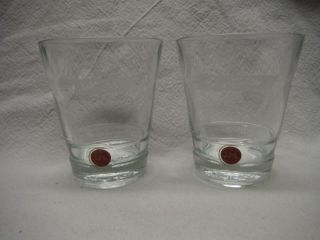 Set Of 2 John Jameson Son Limited Etched Embossed Red Label Whiskey Glasses