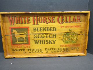 Old Wood White Horse Blended Scotch Whiskey Tray Wall Deco Barware Man Cave