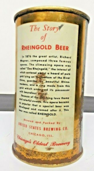 Rheingold flat top beer can,  United States Brewing Company,  Chicago,  IL 1950s 3