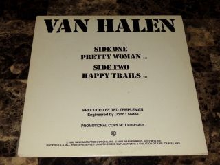 Van Halen Rare Promo 12 " Vinyl Record Pretty Woman Eddie David Lee Roth Alex Vh