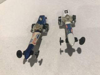 2pc Vintage Hot Wheels Snake & Mongoose Dragster Rail Racing Cars White Blue 2