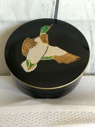 Vintage Set Otagiri Handcrafted Coasters & Case Mid - Century Ducks